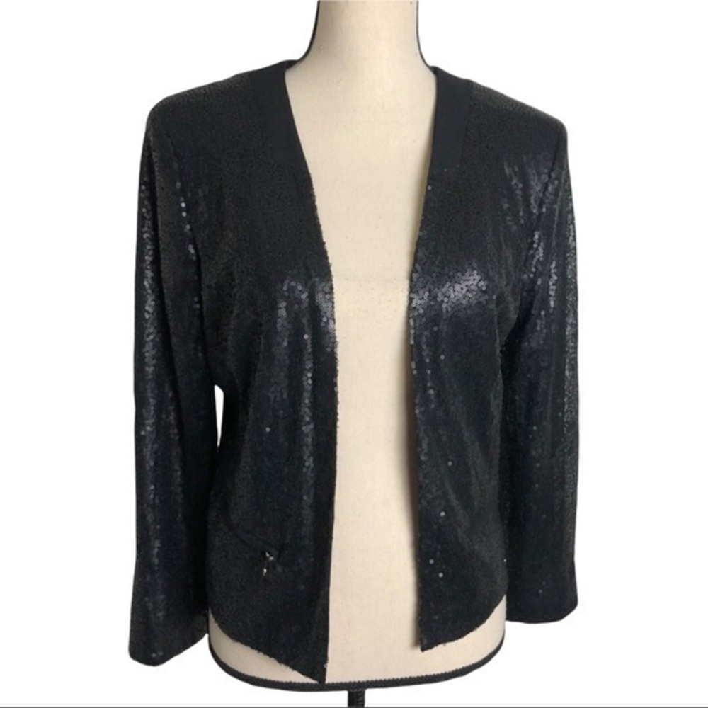 NWT Rino & Pelle Sequins Black Crop Blazer Size 38 (US 8/M)